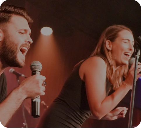 singing music on stage in wedding